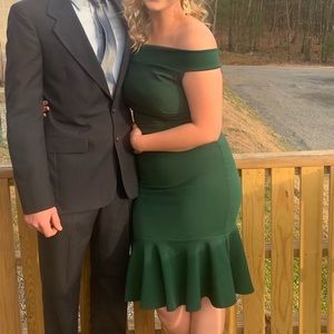 Forest green off shoulder mermaid dress
